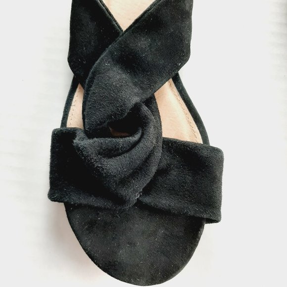 Halogen Women's Twist Front Sandals Size 7 Black Suede Slip-On 1" Heel - Picture 3 of 9